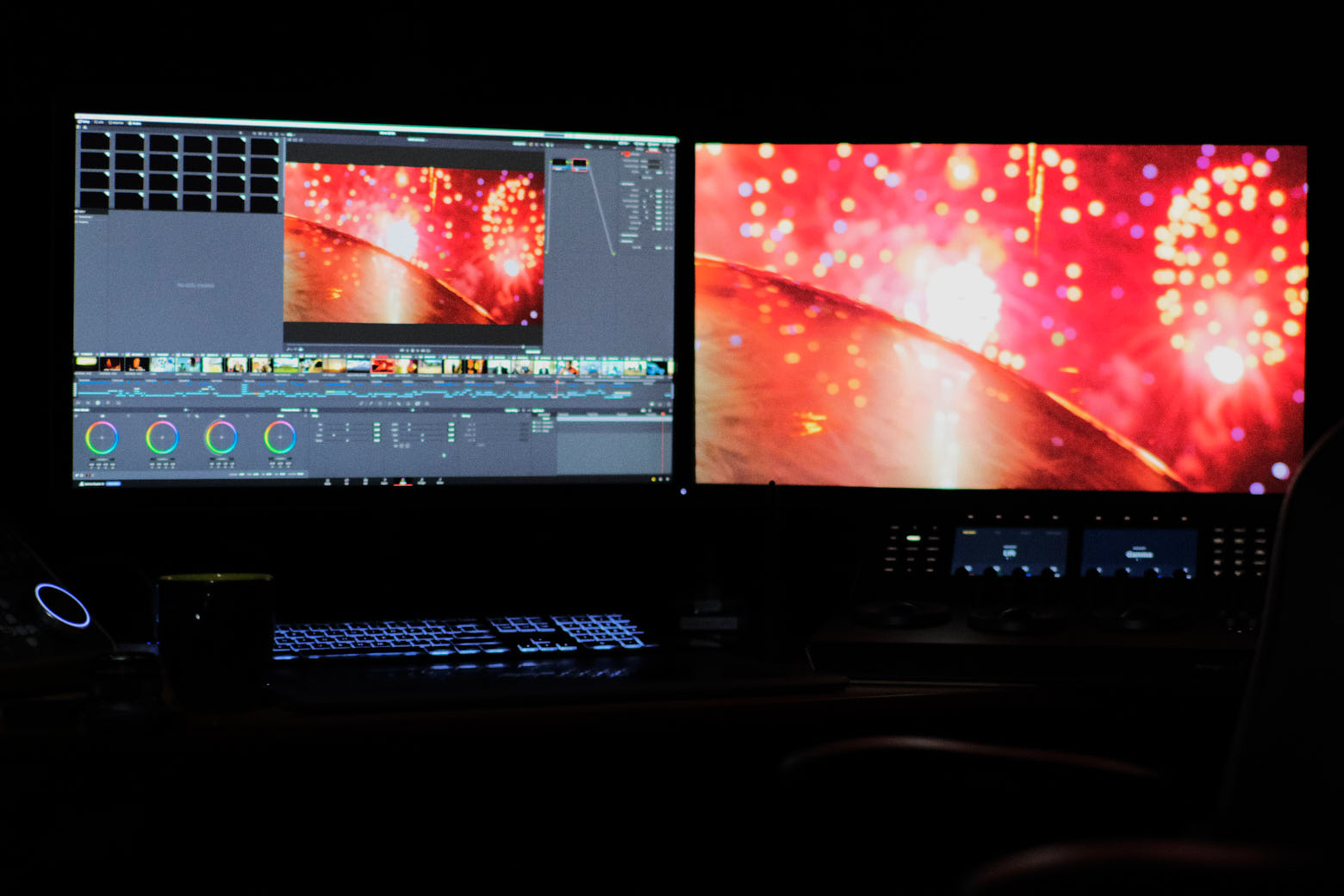 Editing suite NLE color grading