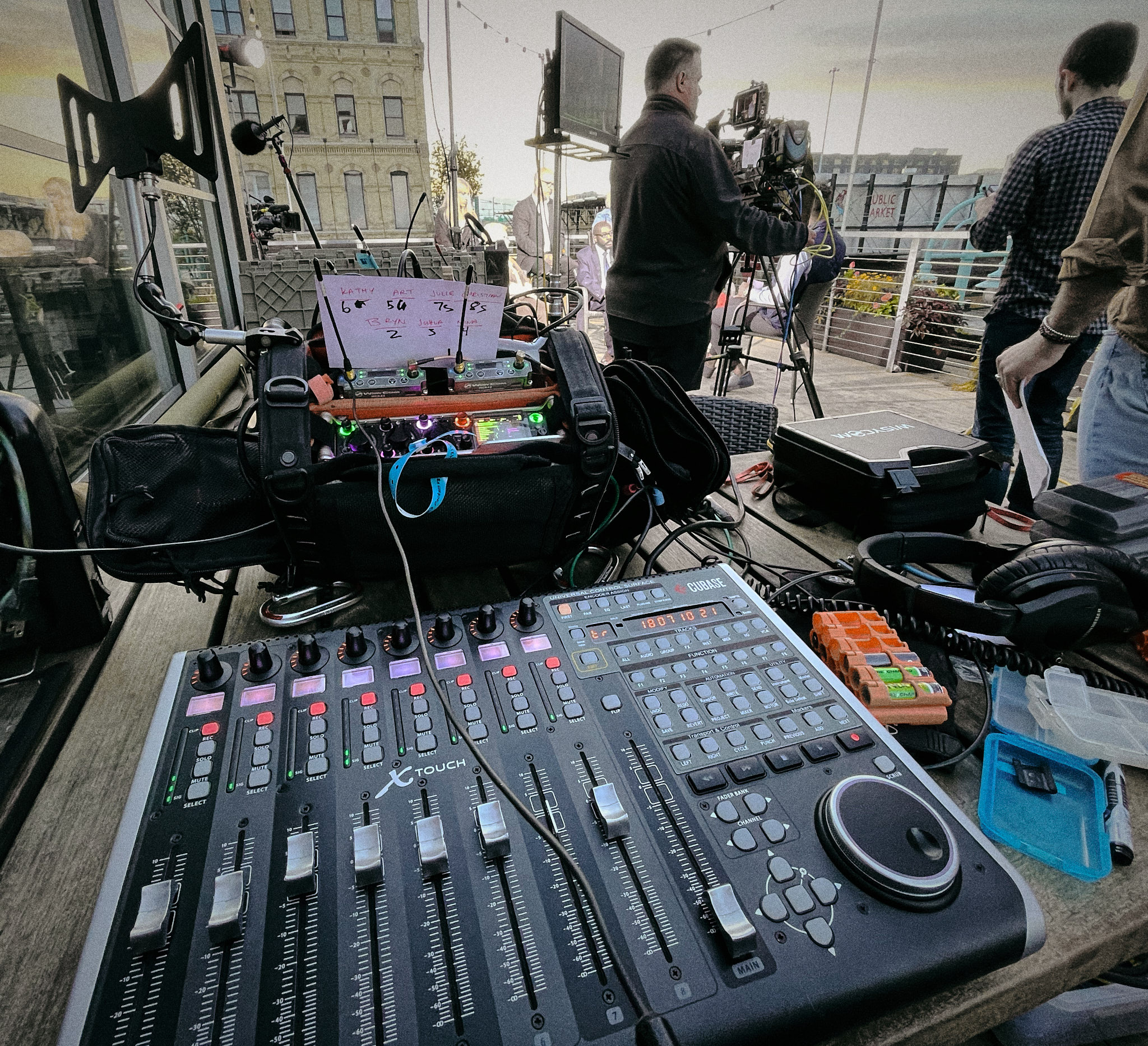 8 Wireless lavs and 4 camera feeds for a live broadcast ? No problem just another day at work. Recently added Plus 4+ option to handle up to 12 live mics.